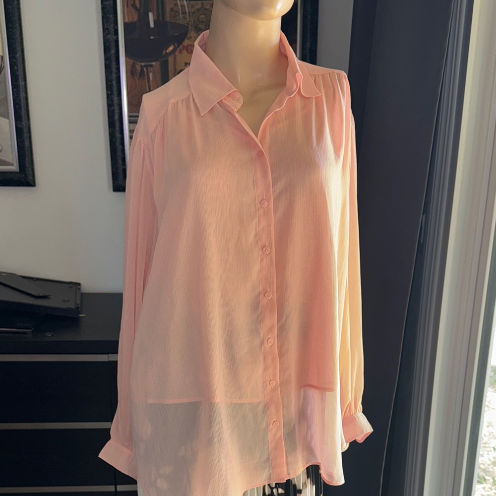 UNIQLO Elegant light tangerine, sheer 2 piece Women's Blouse B-5